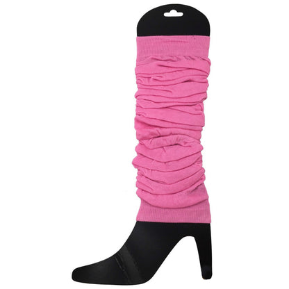12 LEG WARMERS Knitted Womens Neon Party Knit Ankle Fluro Dance Costume 80s BULK - Light Pink - Image 3