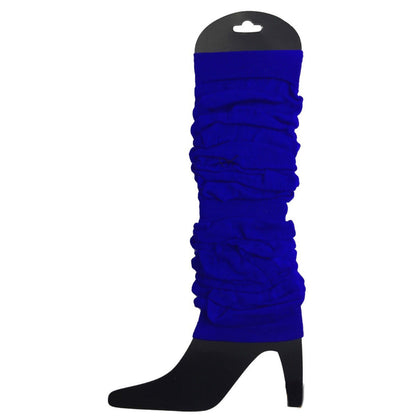 12 LEG WARMERS Knitted Womens Neon Party Knit Ankle Fluro Dance Costume 80s BULK - Royal Blue - Image 3