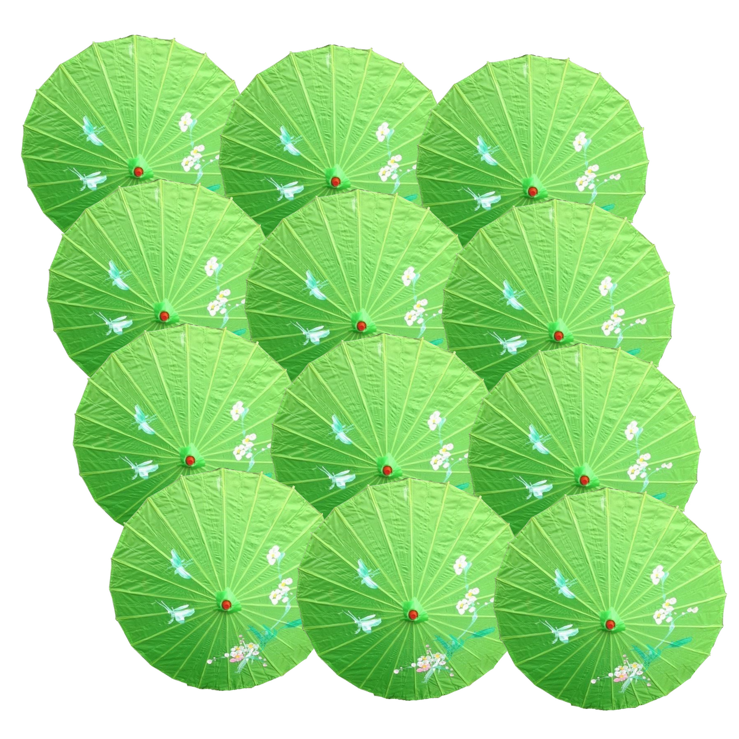 12x PARASOL UMBRELLA Chinese Japanese Bamboo Flower Pattern 80cm Large BULK - Light Green - Image 2