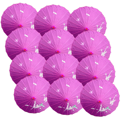 12x PARASOL UMBRELLA Chinese Japanese Bamboo Flower Pattern 80cm Large BULK - Purple - Image 2