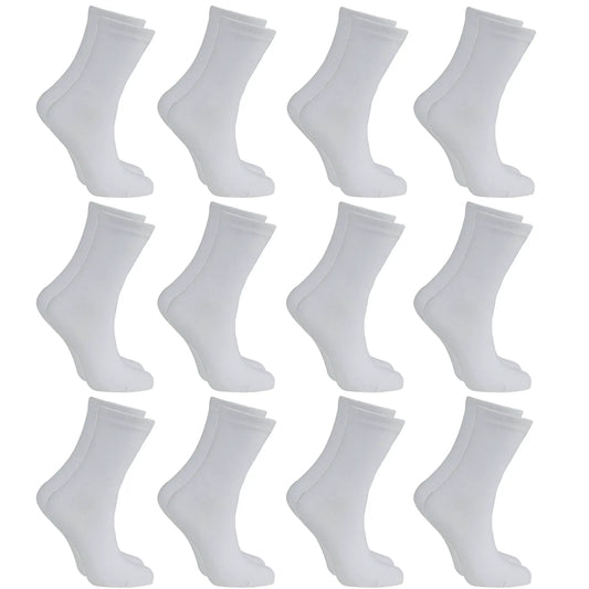 12x Pairs WHITE SCHOOL SOCKS Cotton Rich Girls Boys No Seam School Uniform BULK