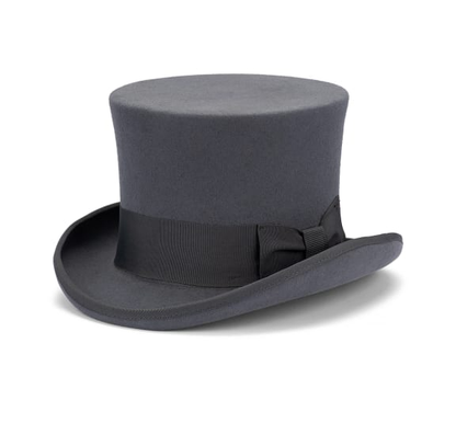 5.5"" Premium Australian Wool Felt Top Hat w/ Satin Lining Mad Hatter Magician Tuxedo in Grey - 59cm - Image 4