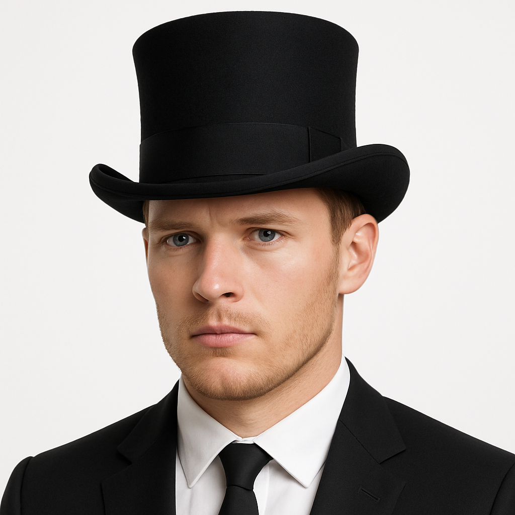 5.5"" Premium Australian Wool Felt Top Hat w/ Satin Lining Mad Hatter Magician Tuxedo in Black - 60cm - Image 2