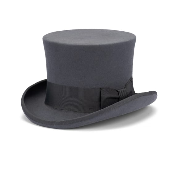 5.5"" Premium Australian Wool Felt Top Hat w/ Satin Lining Mad Hatter Magician Tuxedo in Grey - 60cm - Image 4