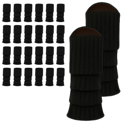 24x Womens Leg Warmers Disco Winter Knit Dance Party Crochet Legging Socks Costume - Black - Image 2