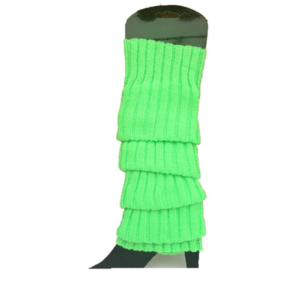 24x Womens Leg Warmers Disco Winter Knit Dance Party Crochet Legging Socks Costume - Fluro Green - Image 2