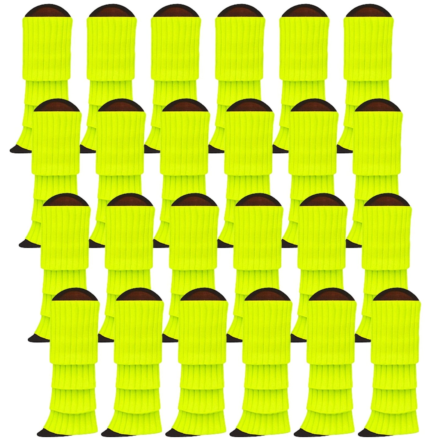 24x Womens Leg Warmers Disco Winter Knit Dance Party Crochet Legging Socks Costume - Fluro Yellow