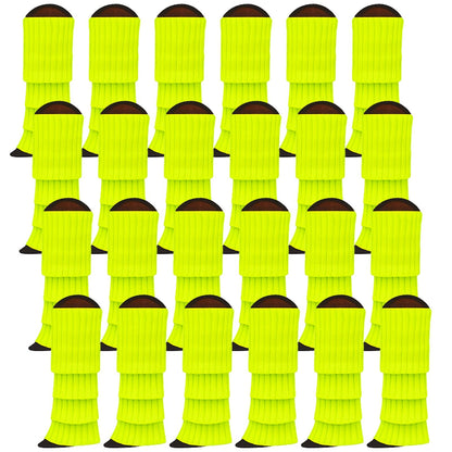 24x Womens Leg Warmers Disco Winter Knit Dance Party Crochet Legging Socks Costume - Fluro Yellow - Image 2