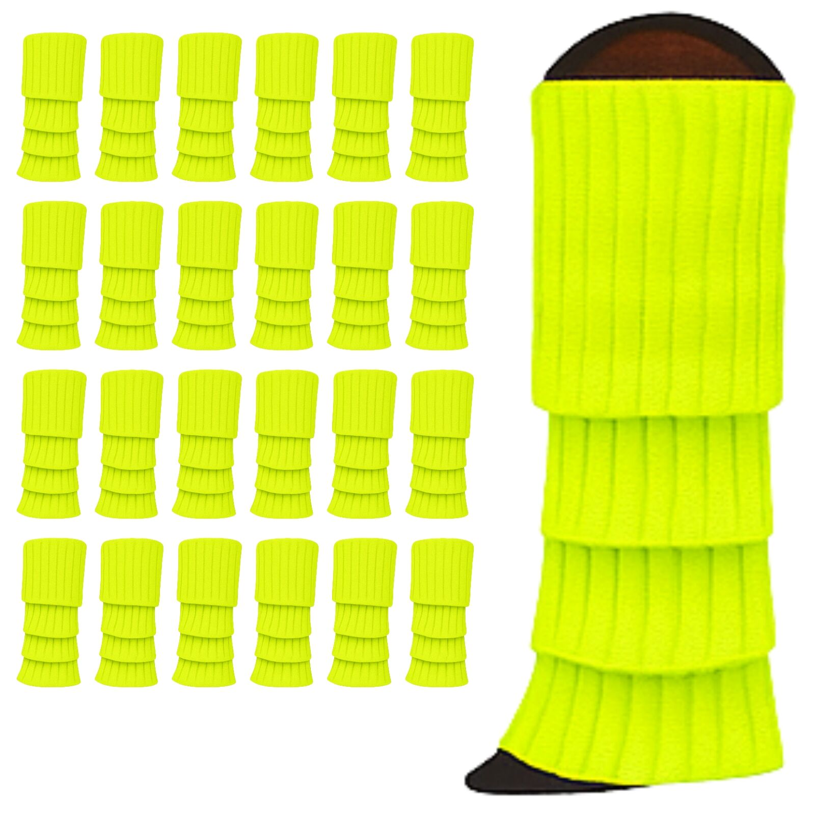 24x Womens Leg Warmers Disco Winter Knit Dance Party Crochet Legging Socks Costume - Fluro Yellow - Image 3