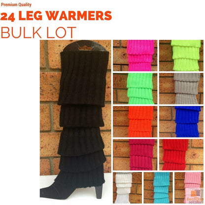 24x Womens Leg Warmers Disco Winter Knit Dance Party Crochet Legging Socks Costume - Green - Image 4
