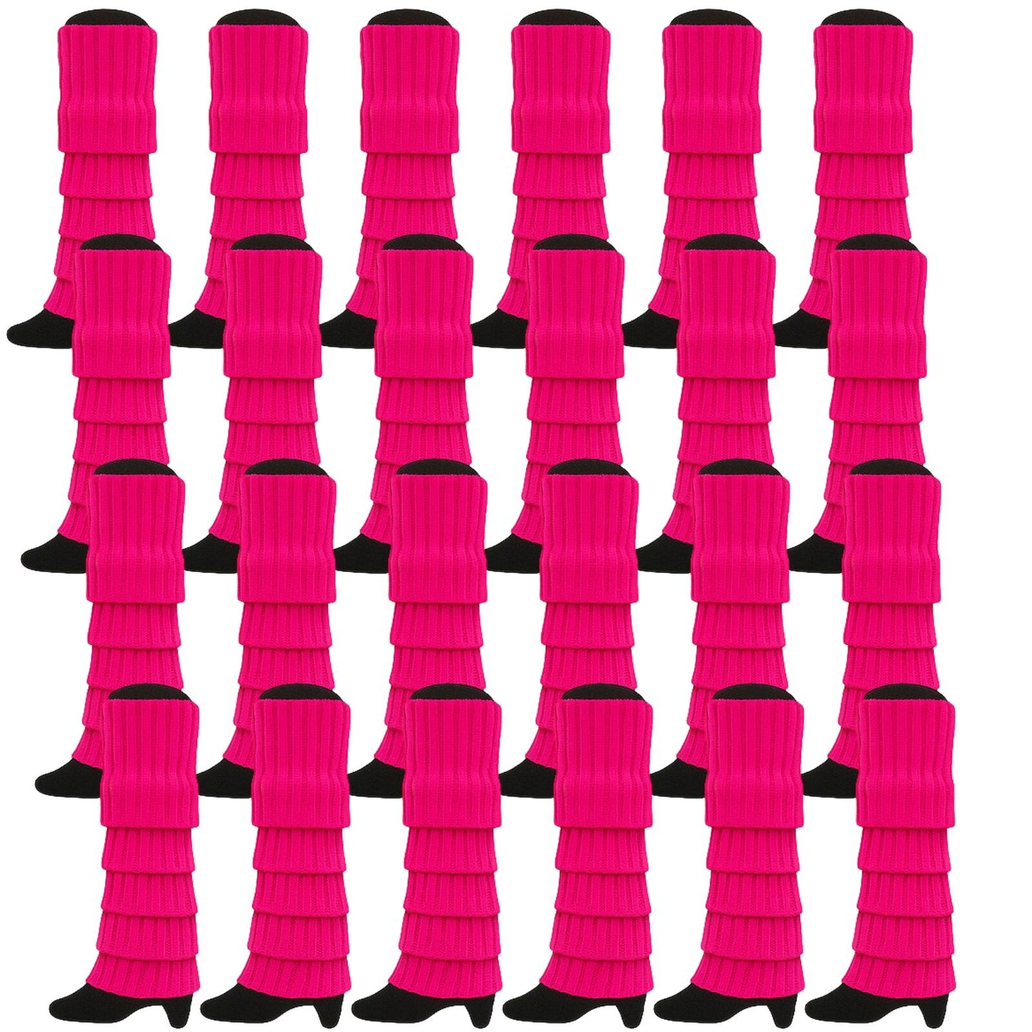 24x Womens Leg Warmers Disco Winter Knit Dance Party Crochet Legging Socks Costume - Hot Pink - Image 2