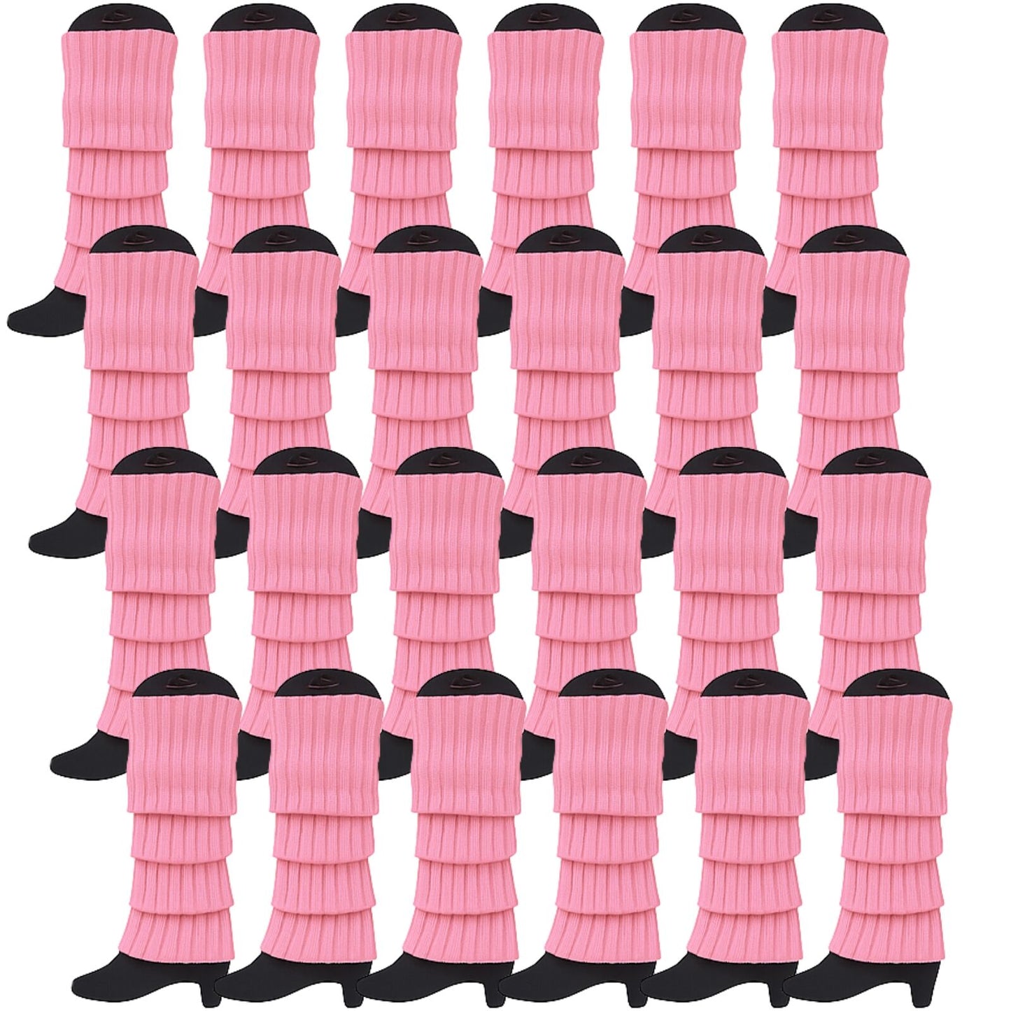 24x Womens Leg Warmers Disco Winter Knit Dance Party Crochet Legging Socks Costume - Light Pink - Image 2