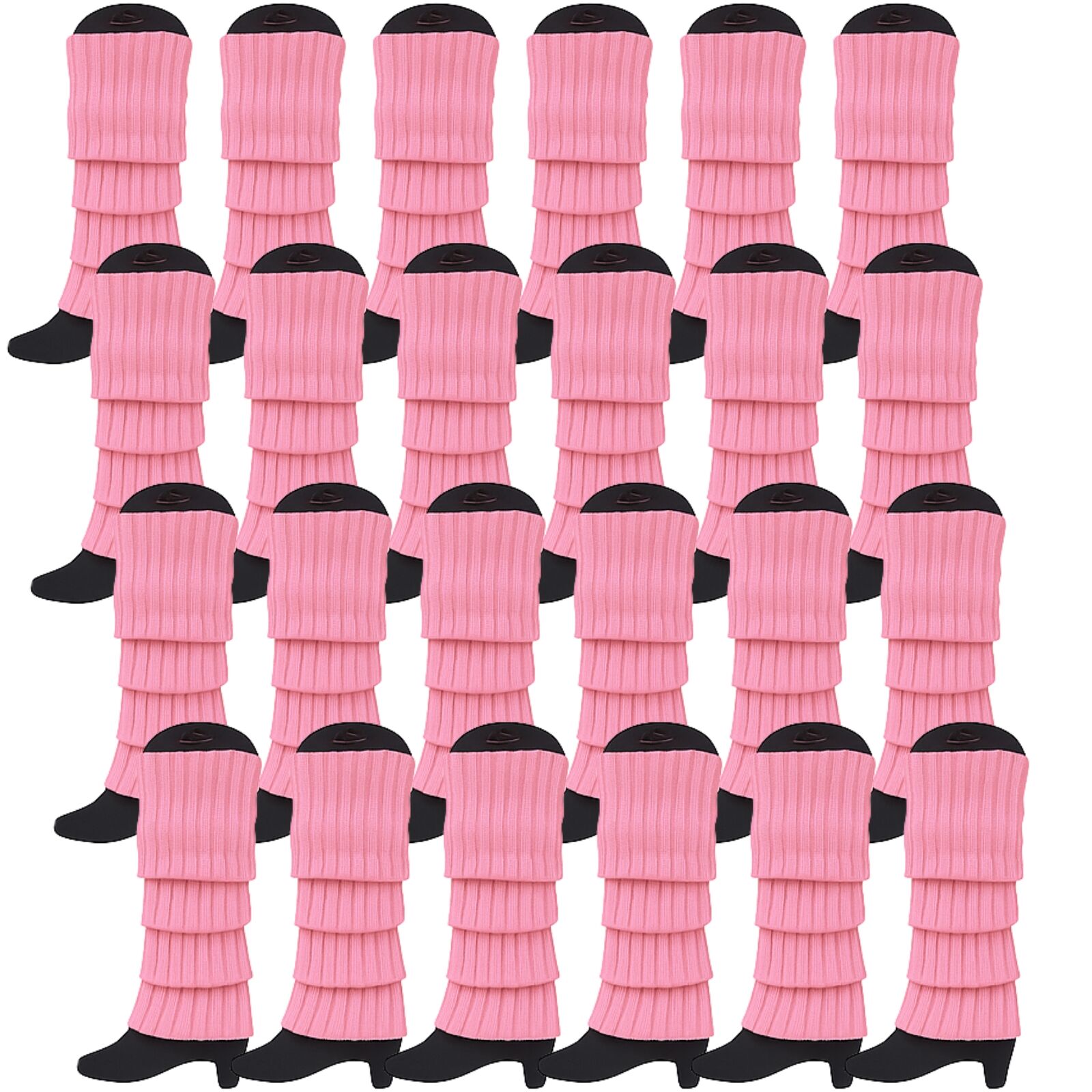 24x Womens Leg Warmers Disco Winter Knit Dance Party Crochet Legging Socks Costume - Light Pink - Image 2