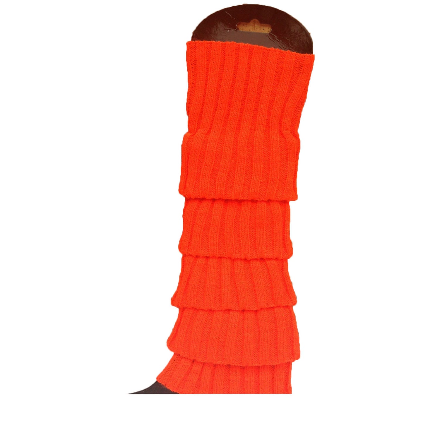 24x Womens Leg Warmers Disco Winter Knit Dance Party Crochet Legging Socks Costume - Orange - Image 3