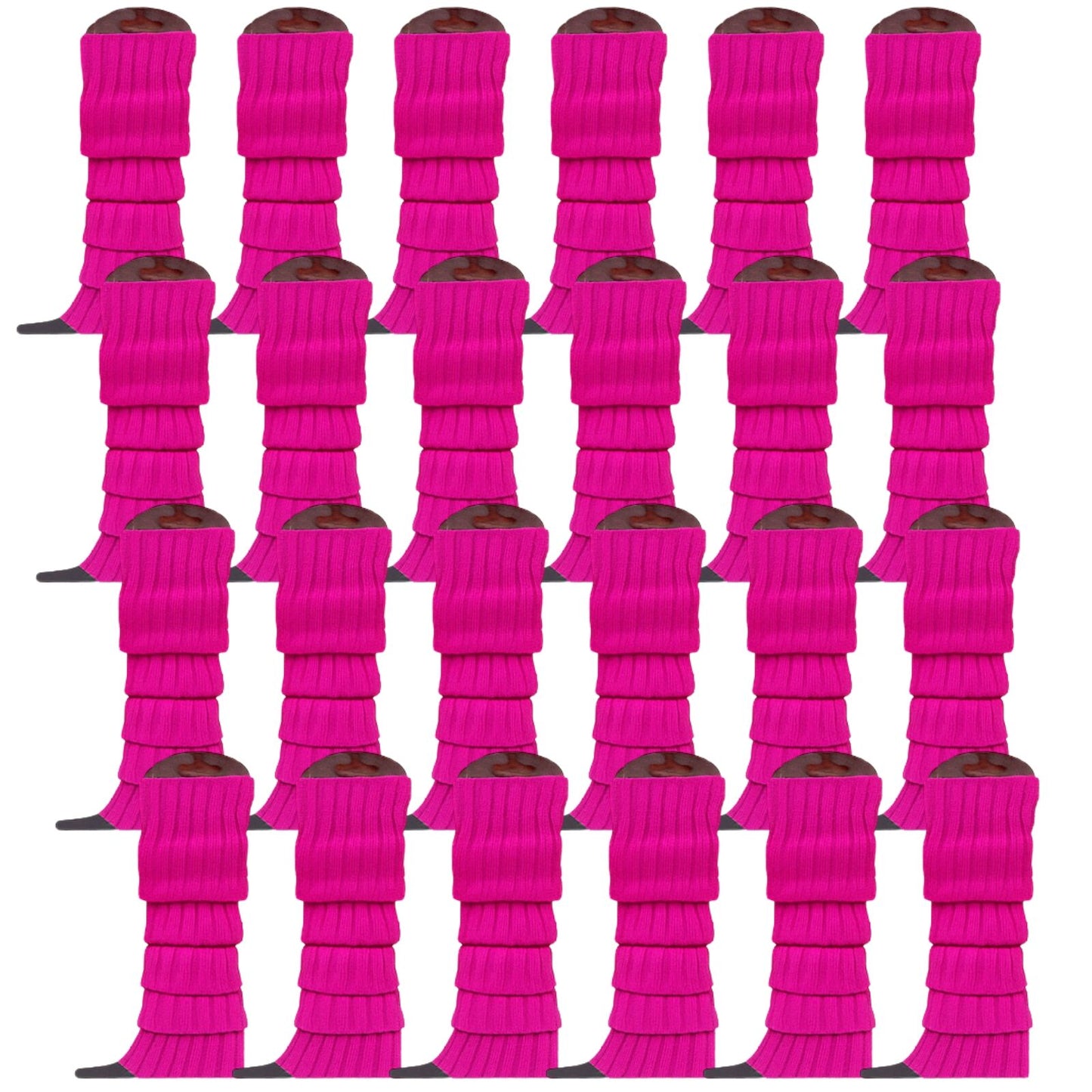 24x Womens Leg Warmers Disco Winter Knit Dance Party Crochet Legging Socks Costume - Purple - Image 2