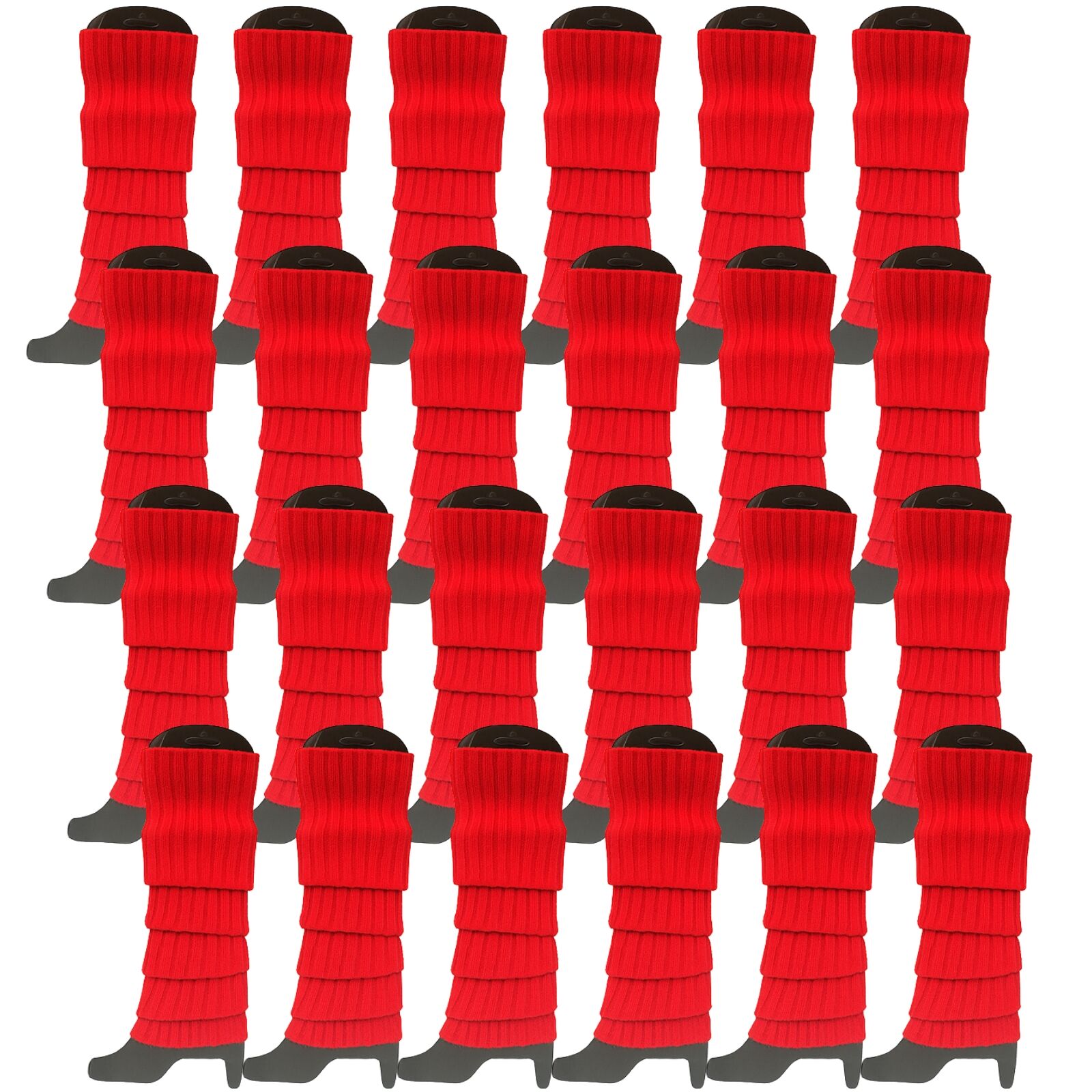 24x Womens Leg Warmers Disco Winter Knit Dance Party Crochet Legging Socks Costume - Red - Image 3