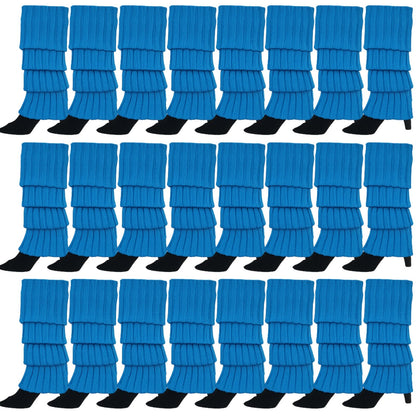 24x Womens Leg Warmers Disco Winter Knit Dance Party Crochet Legging Socks Costume - Topaz Blue - Image 3