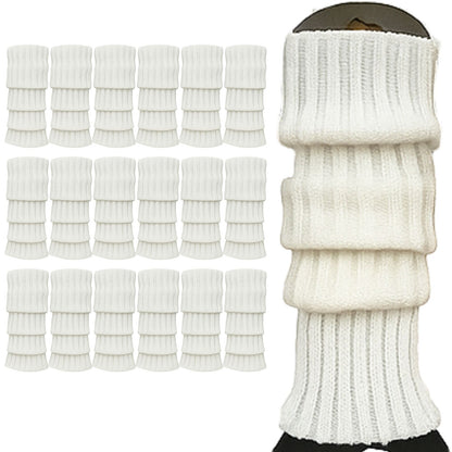 24x Womens Leg Warmers Disco Winter Knit Dance Party Crochet Legging Socks Costume - White - Image 2