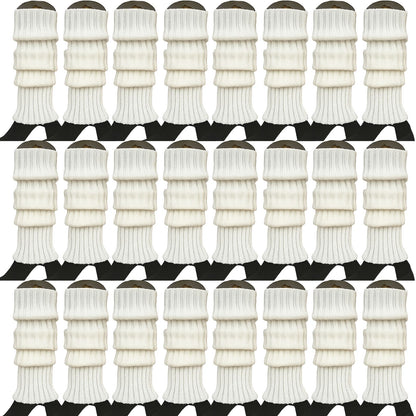 24x Womens Leg Warmers Disco Winter Knit Dance Party Crochet Legging Socks Costume - White - Image 3