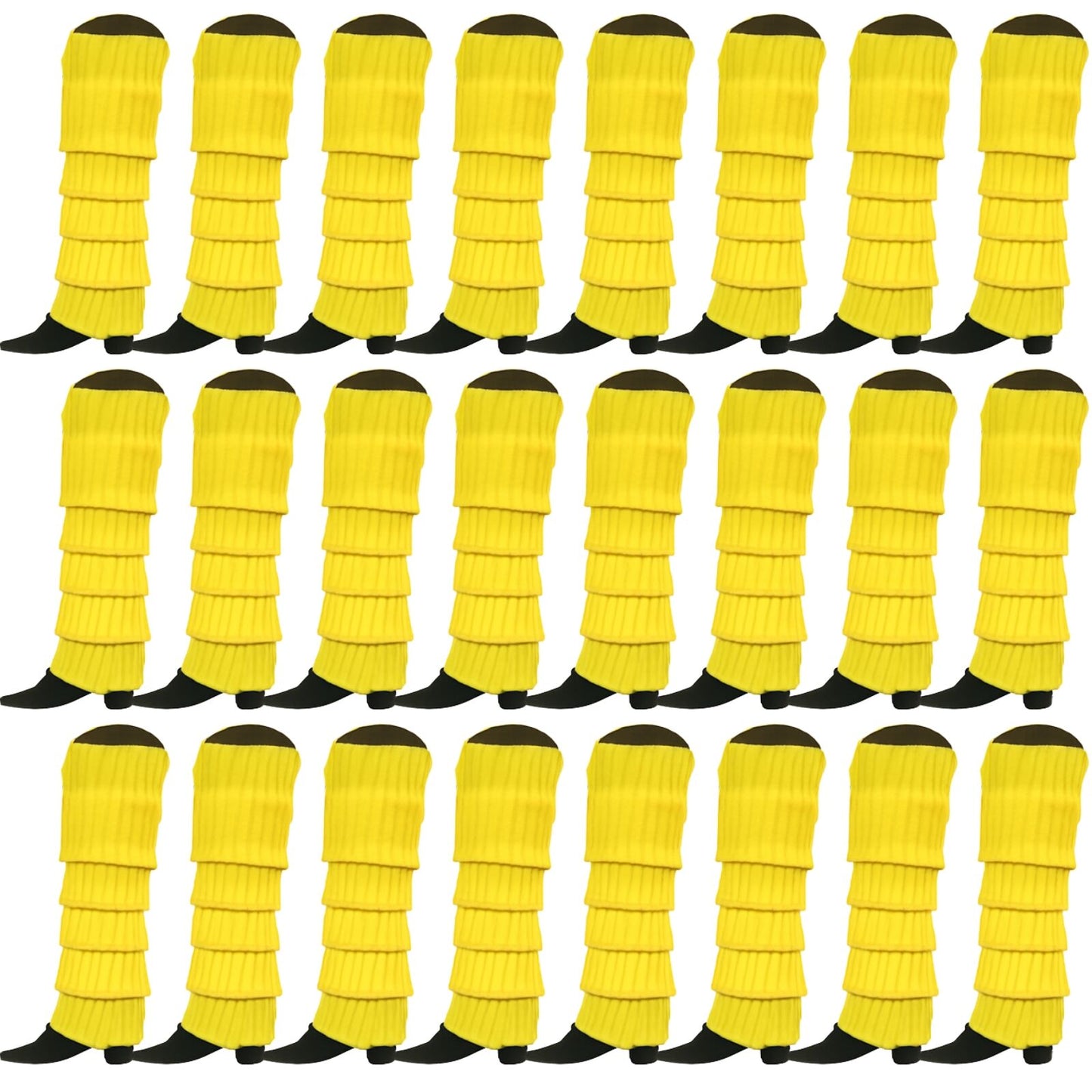 24x Womens Leg Warmers Disco Winter Knit Dance Party Crochet Legging Socks Costume - Yellow - Image 3
