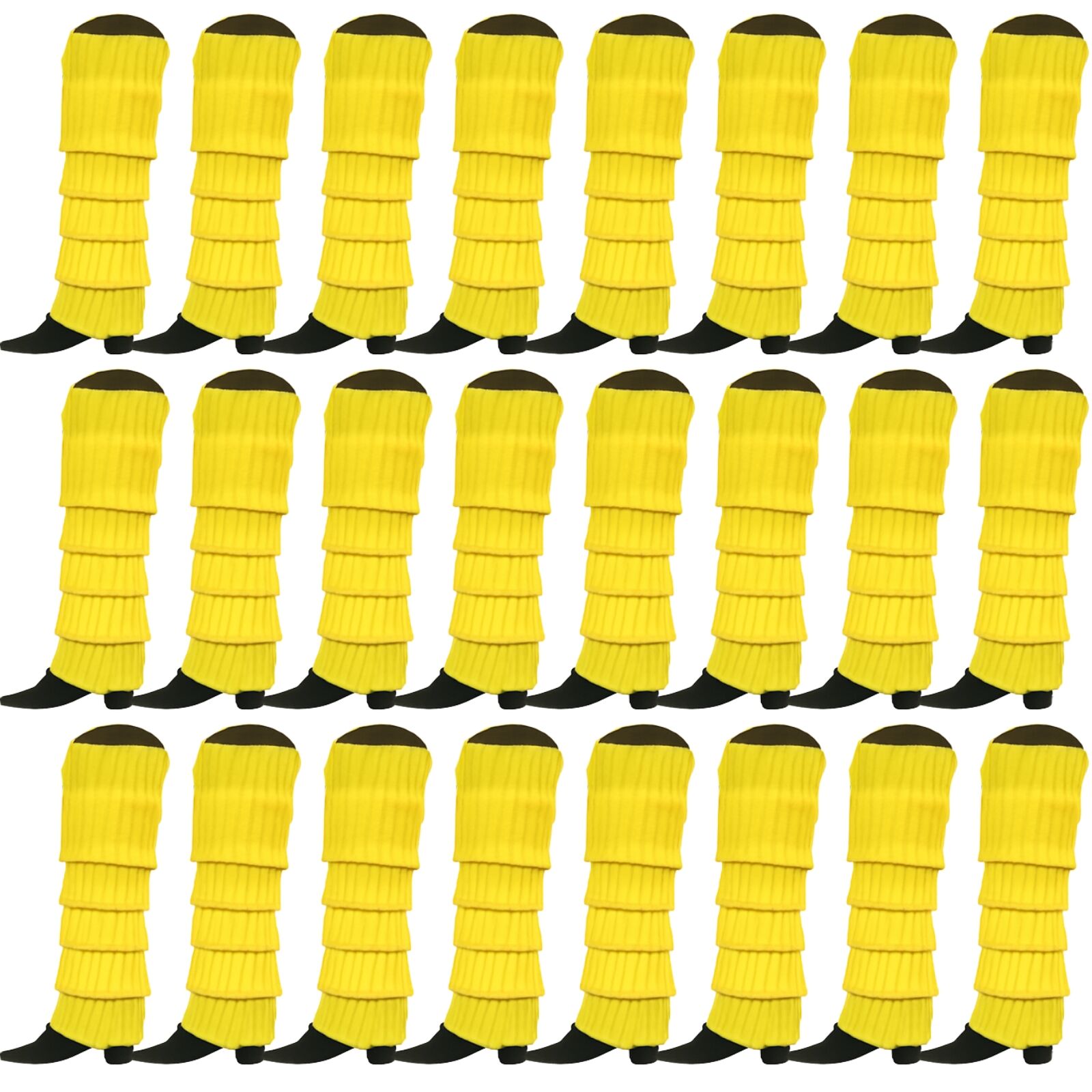 24x Womens Leg Warmers Disco Winter Knit Dance Party Crochet Legging Socks Costume - Yellow - Image 3