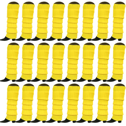 24x Womens Leg Warmers Disco Winter Knit Dance Party Crochet Legging Socks Costume - Yellow - Image 3