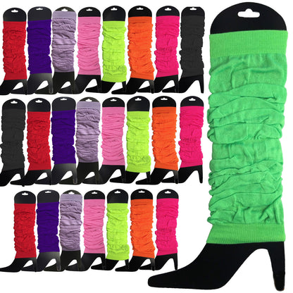 24 LEG WARMERS Knitted Womens Neon Party Knit Ankle Fluro Dance Costume 80s BULK - Assorted Pack - Image 2