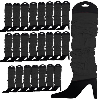 24 LEG WARMERS Knitted Womens Neon Party Knit Ankle Fluro Dance Costume 80s BULK - Black - Image 2