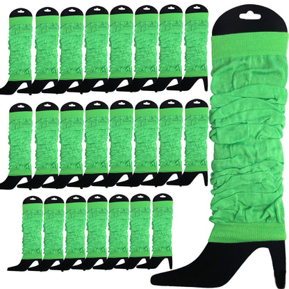 24 LEG WARMERS Knitted Womens Neon Party Knit Ankle Fluro Dance Costume 80s BULK - Fluro Green - Image 2