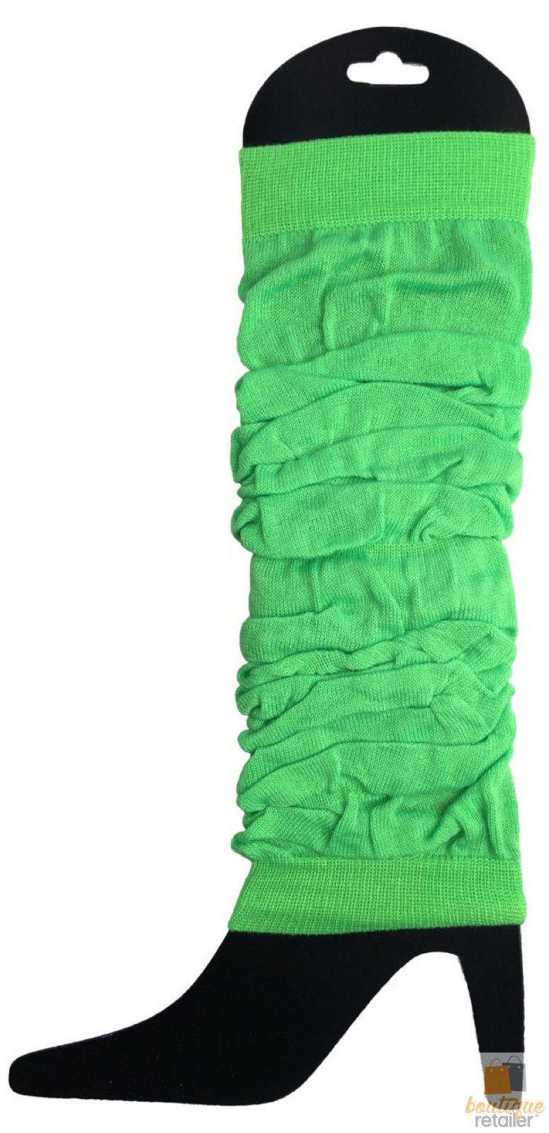 24 LEG WARMERS Knitted Womens Neon Party Knit Ankle Fluro Dance Costume 80s BULK - Fluro Green - Image 3