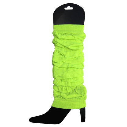 24 LEG WARMERS Knitted Womens Neon Party Knit Ankle Fluro Dance Costume 80s BULK - Fluro Yellow - Image 3