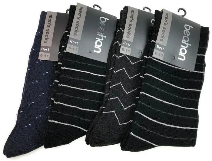 2 Pairs COTTON BUSINESS SOCKS Mens Dress Crew Plain Work Casual - Assorted - Image 2