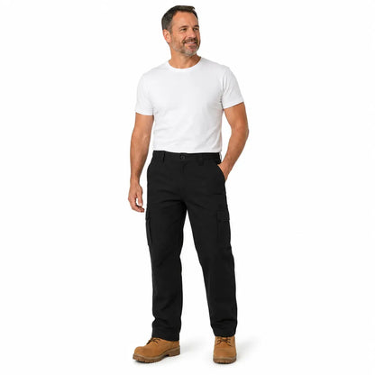 Mens CARGO PANTS Work Wear Trousers 100% COTTON Tradie Pockets Military 310gsm - Black - Image 5