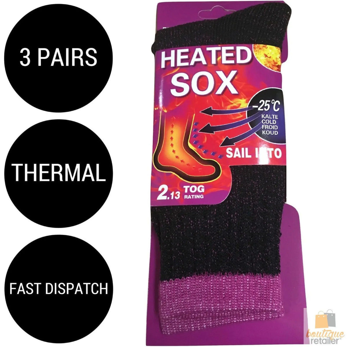 3 Pairs Womens THERMAL HEATED SOCKS Warm Winter Comfort Work Sox Ski BULK - Image 9