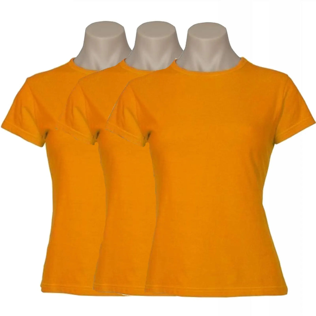 3x Womens 100% Cotton T-Shirt Plain Basic Tee Casual Top in Orange - Image 2