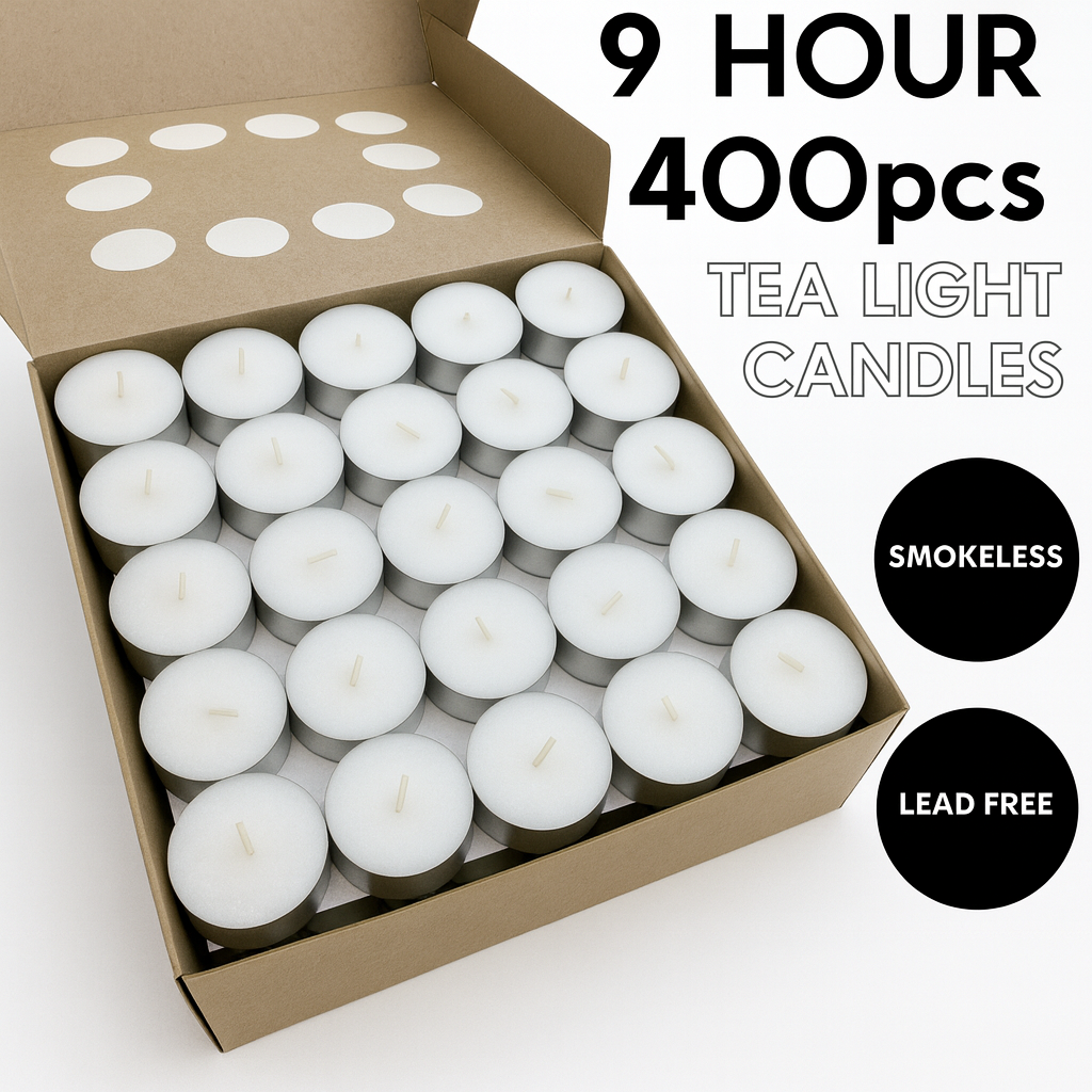 400pcs TEA LIGHT CANDLES 9 Hour Burn Tealight Wedding Smokeless Crystal Wax BULK - Image 2