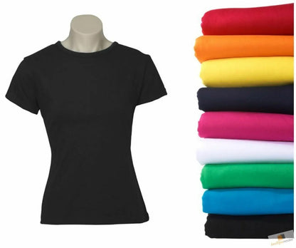 5x Womens 100% Cotton T-Shirt Plain Basic Tee Casual Top in Assorted Colours - Image 5