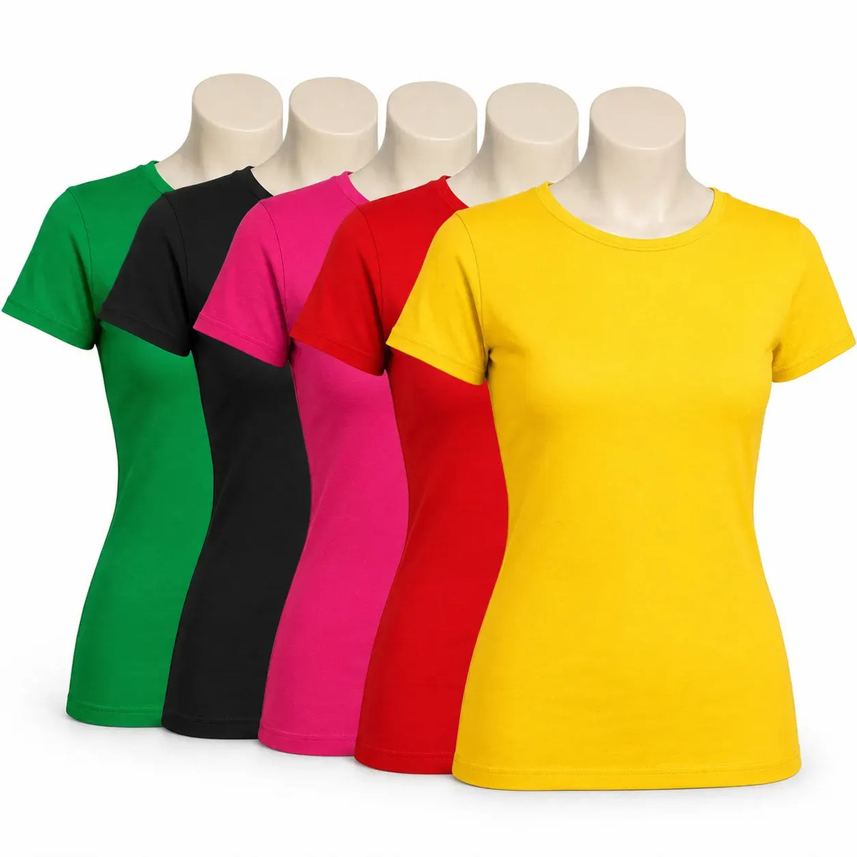 5x Womens 100% Cotton T-Shirt Plain Basic Tee Casual Top in Assorted Colours - Image 2