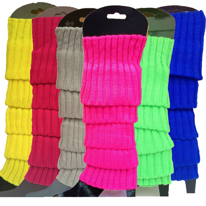 6x Womens Leg Warmers Disco Winter Knit Dance Party Crochet Legging Socks Costume - Assorted Pack - Image 2