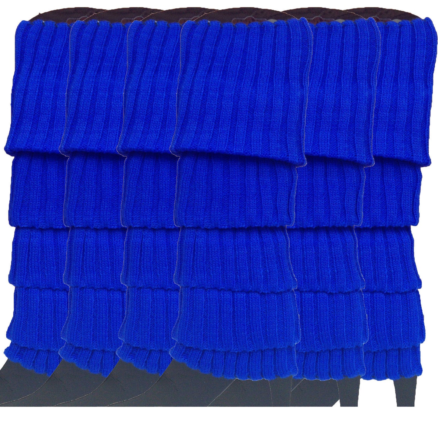 6x Womens Leg Warmers Disco Winter Knit Dance Party Crochet Legging Socks Costume - Blue - Image 2