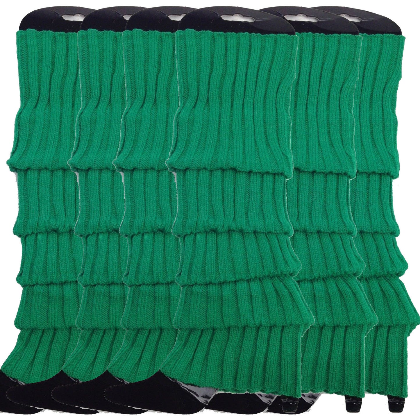 6x Womens Leg Warmers Disco Winter Knit Dance Party Crochet Legging Socks Costume - Green - Image 2