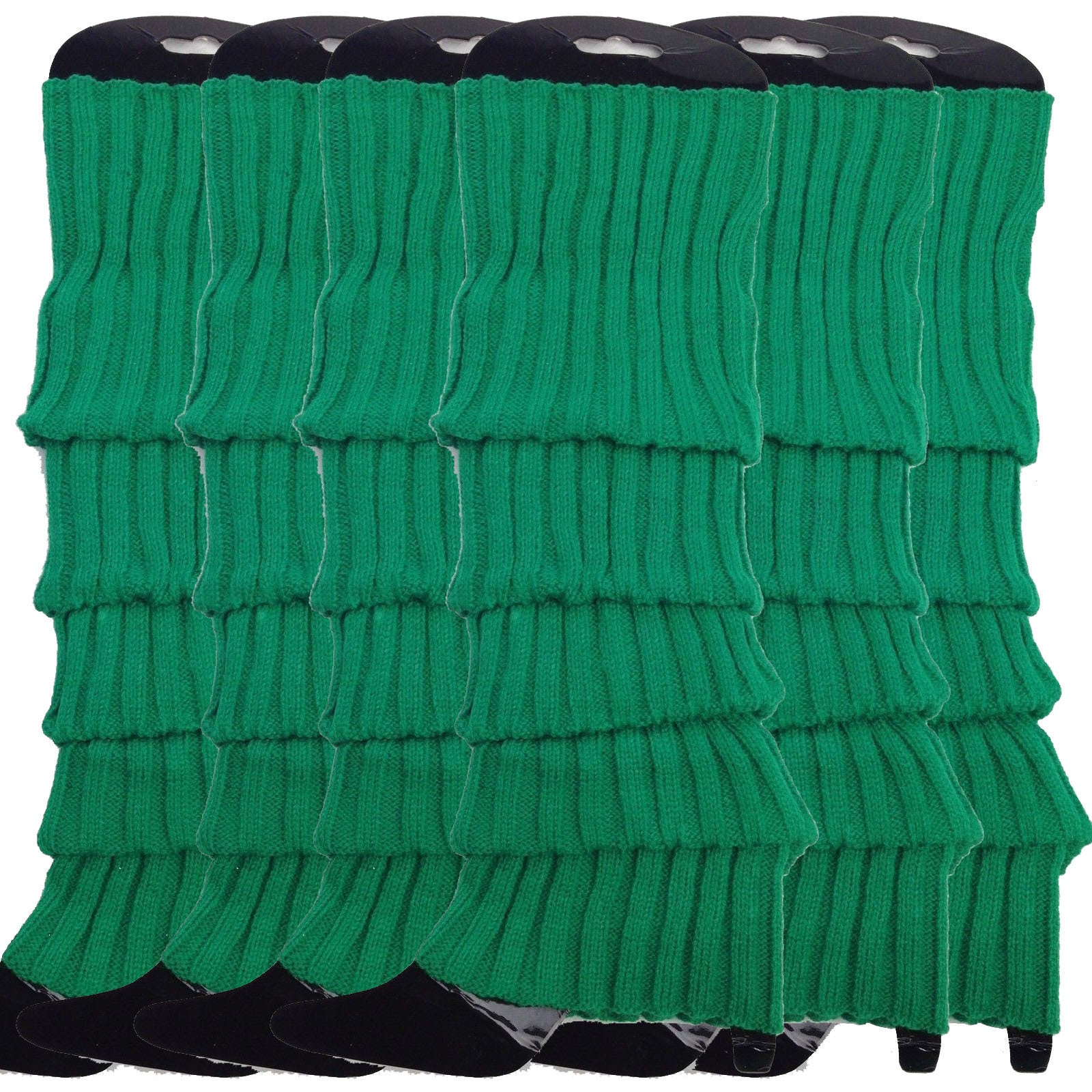 6x Womens Leg Warmers Disco Winter Knit Dance Party Crochet Legging Socks Costume - Green - Image 2