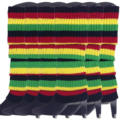 6x Womens Leg Warmers Disco Winter Knit Dance Party Crochet Legging Socks Costume - Indigenous Colours - Image 2