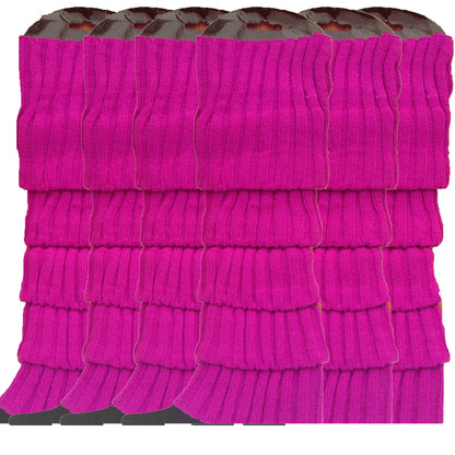 6x Womens Leg Warmers Disco Winter Knit Dance Party Crochet Legging Socks Costume - Purple - Image 2