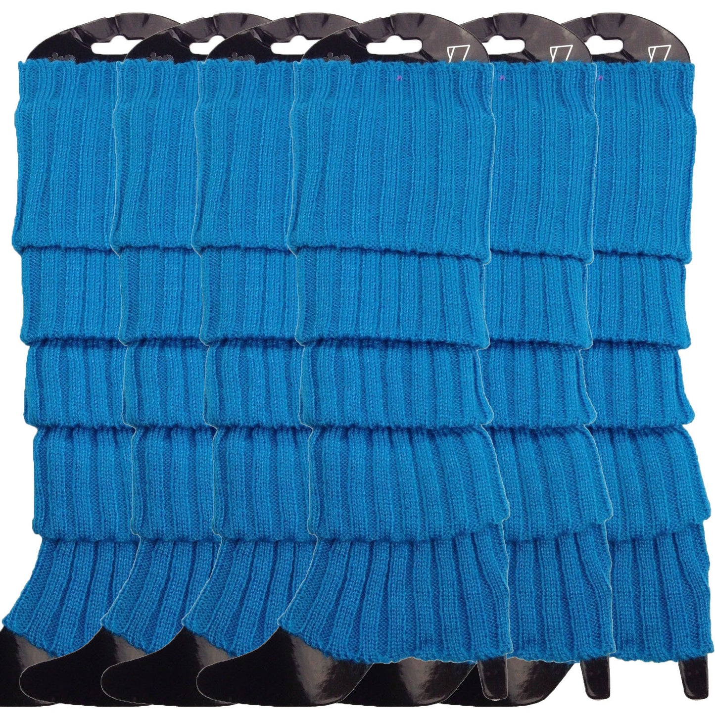 6x Womens Leg Warmers Disco Winter Knit Dance Party Crochet Legging Socks Costume - Topaz Blue - Image 2