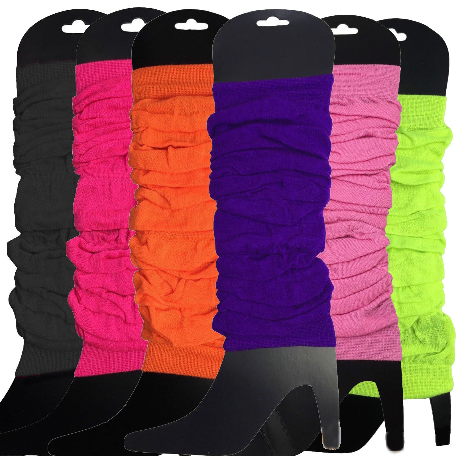 6x LEG WARMERS Knitted Womens Neon Party Knit Ankle Fluro Dance Costume 80s BULK - Assorted Pack - Image 2