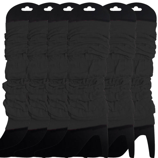 6x LEG WARMERS Knitted Womens Neon Party Knit Ankle Fluro Dance Costume 80s BULK - Black