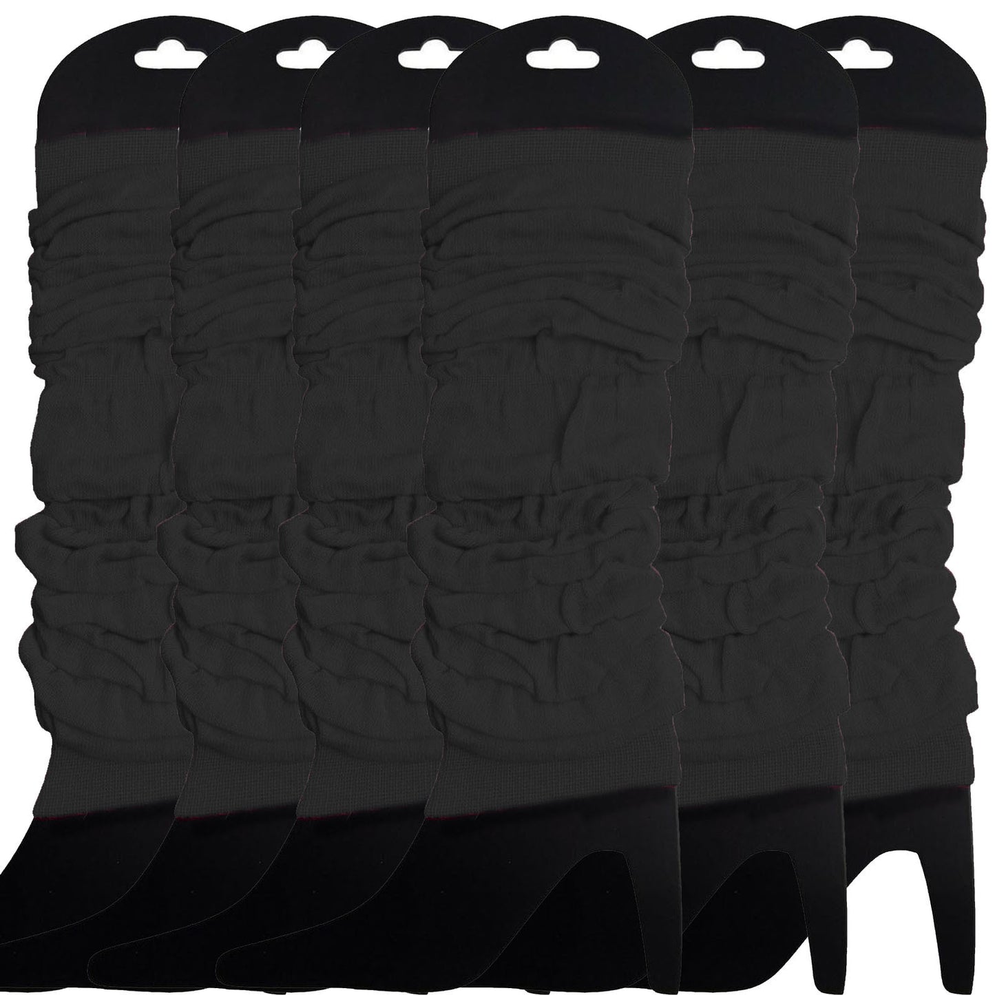 6x LEG WARMERS Knitted Womens Neon Party Knit Ankle Fluro Dance Costume 80s BULK - Black - Image 2