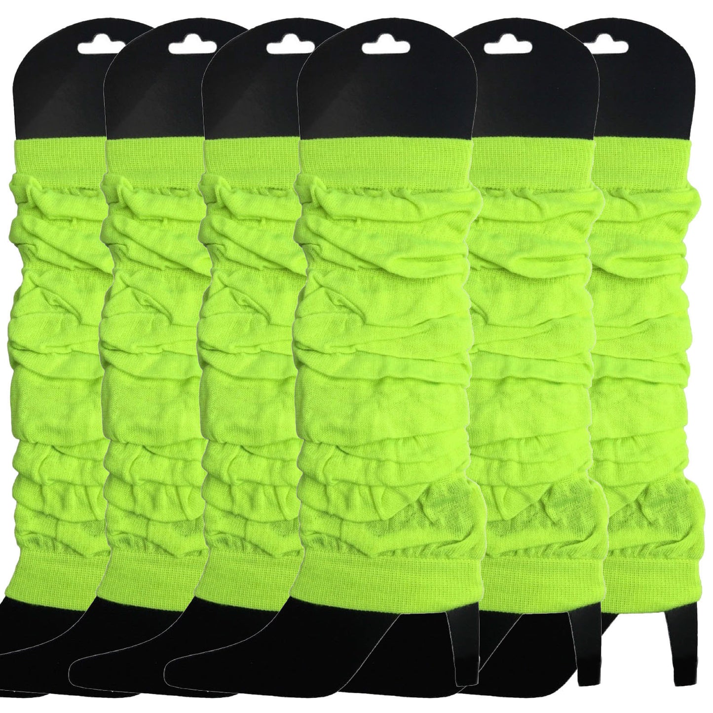 6x LEG WARMERS Knitted Womens Neon Party Knit Ankle Fluro Dance Costume 80s BULK - Fluro Yellow - Image 2