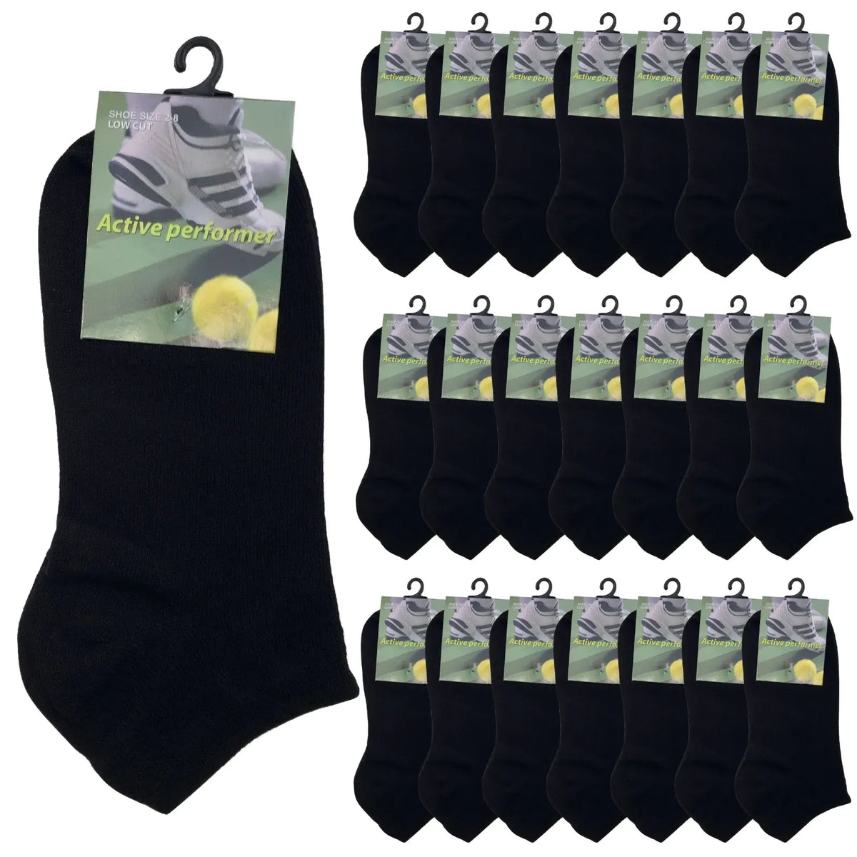 24x COTTON ANKLE SOCKS Sport Low Cut Mens Womens Running  BULK Anklet - Black - Image 2